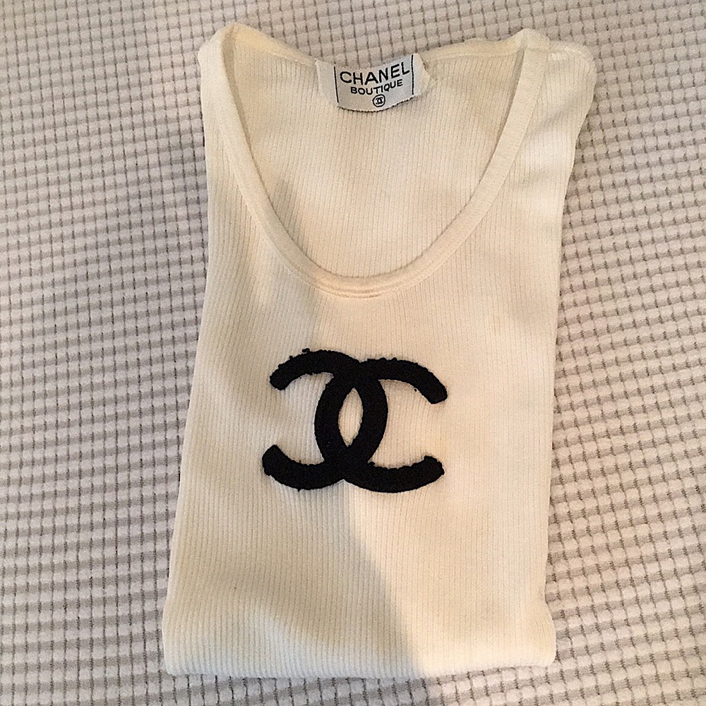CHANEL CHANEL CHANEL sleeveless silk knit T-shirt